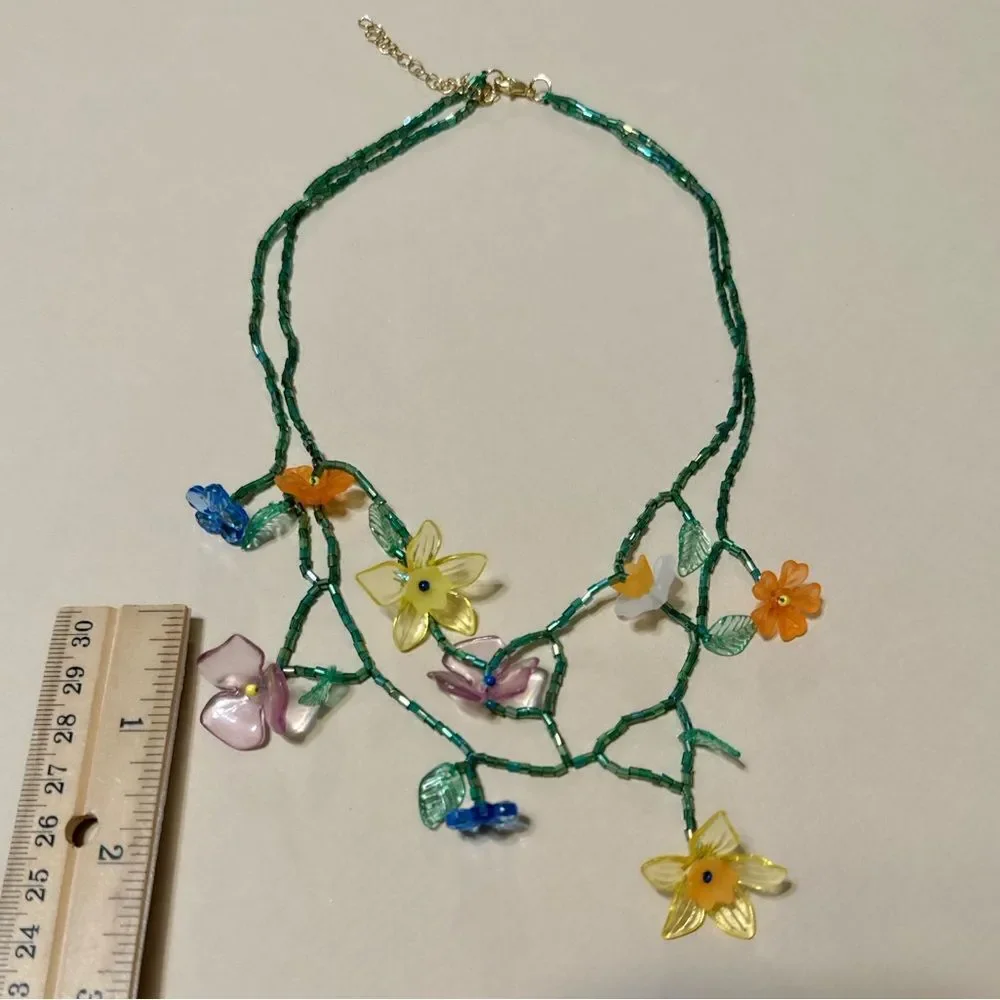 Boho flower necklace N675 - Picture 4 of 4